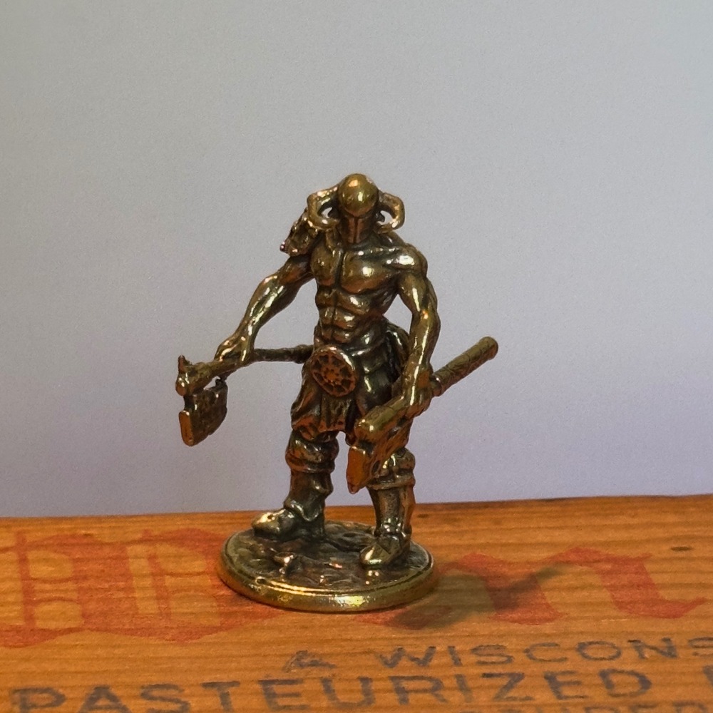 BG18 Samurai Figurine Miniature Warrior Statue Brasstone Vintage Style Decor #5